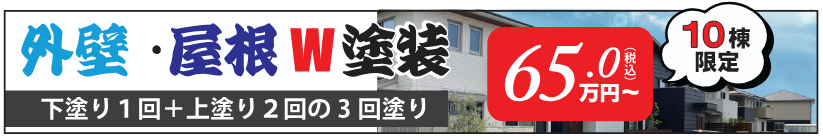 外壁・屋根のダブル塗装：65万円～