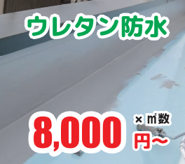 ウレタン防水：8,000円〜/㎡数