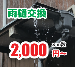 雨樋交換：2,000円〜/m数