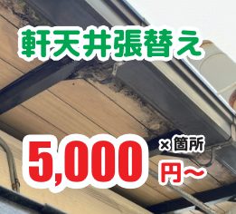 軒天井張替え：5,000円〜/箇所